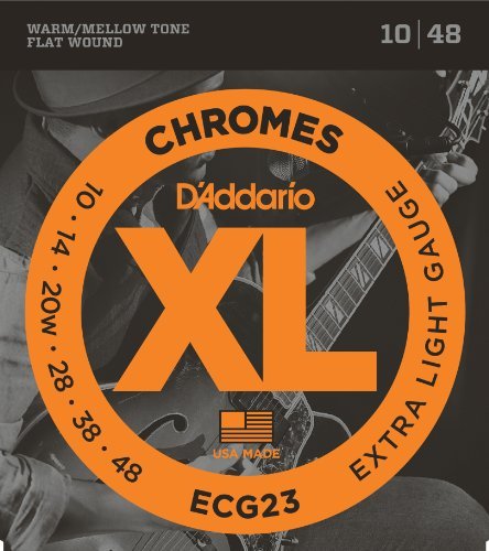 【 並行輸入品 】 DAddario (ダダリオ) ECG23 Chromes Flat Wound エレキギター 弦 Extra Light 10