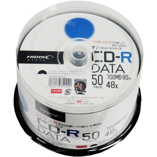 HI-DISC データ用CD-R TYCR80YP50SP (48倍速/700MB/ 50枚) TYコード