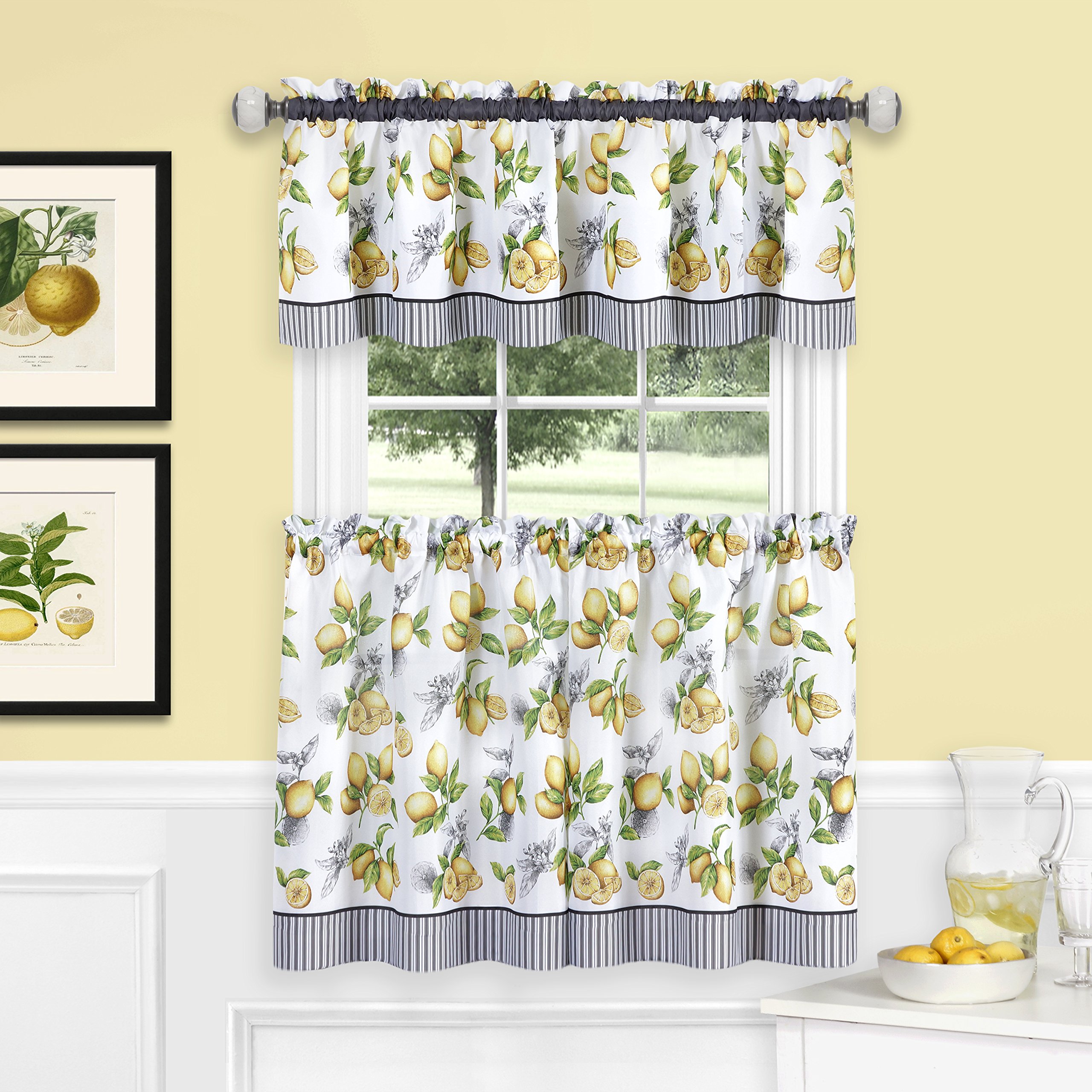 Achim Home Furnishings Lemon Drop Tier and Valance Window Curtain Set 58 x