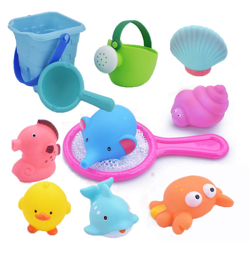 お風呂おもちゃ WELCOOL シャワー プールトイ 水遊びおもちゃ 11点セット 噴水 音だす 漁網 柔らかい おふろおもちゃ 子供玩具