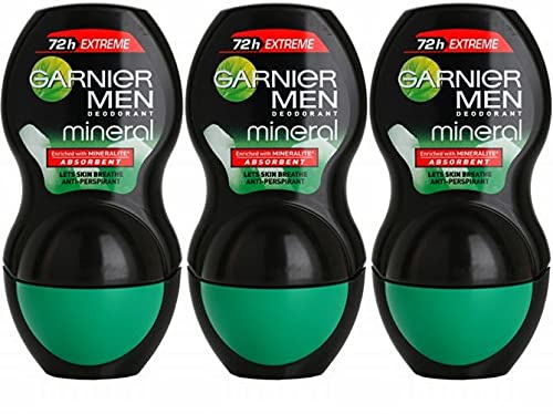 3本セット Garnier Men ガルニエ メン デオドラント 制汗剤 ロールオン ミネラル Mineral Extreme 72時間持続 50ml