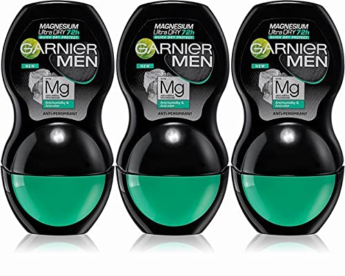 3本セット Garnier Men ガルニエ メン デオドラント 制汗剤 ロールオン Mineral Magnesium Ultra Dry 72時間