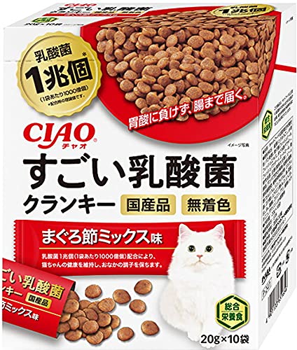 （まとめ買い）いなばペットフード CIAO チャオ すごい乳酸菌クランキー まぐろ節ミックス味 20g×10袋 猫用おやつ 【×6】