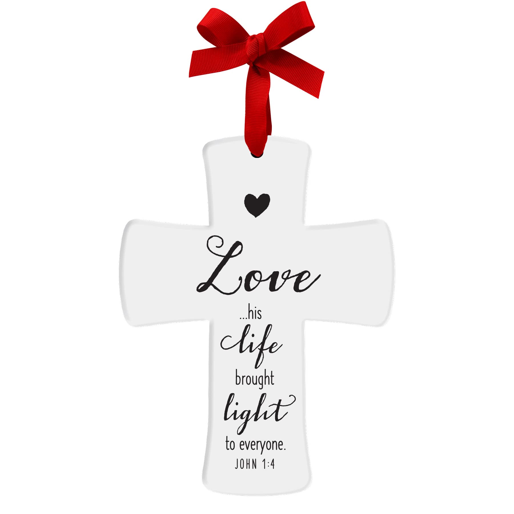 Lighthouse Christian Products Love Light Cross ホワイト 4インチ セラミッククリスマスオーナメント