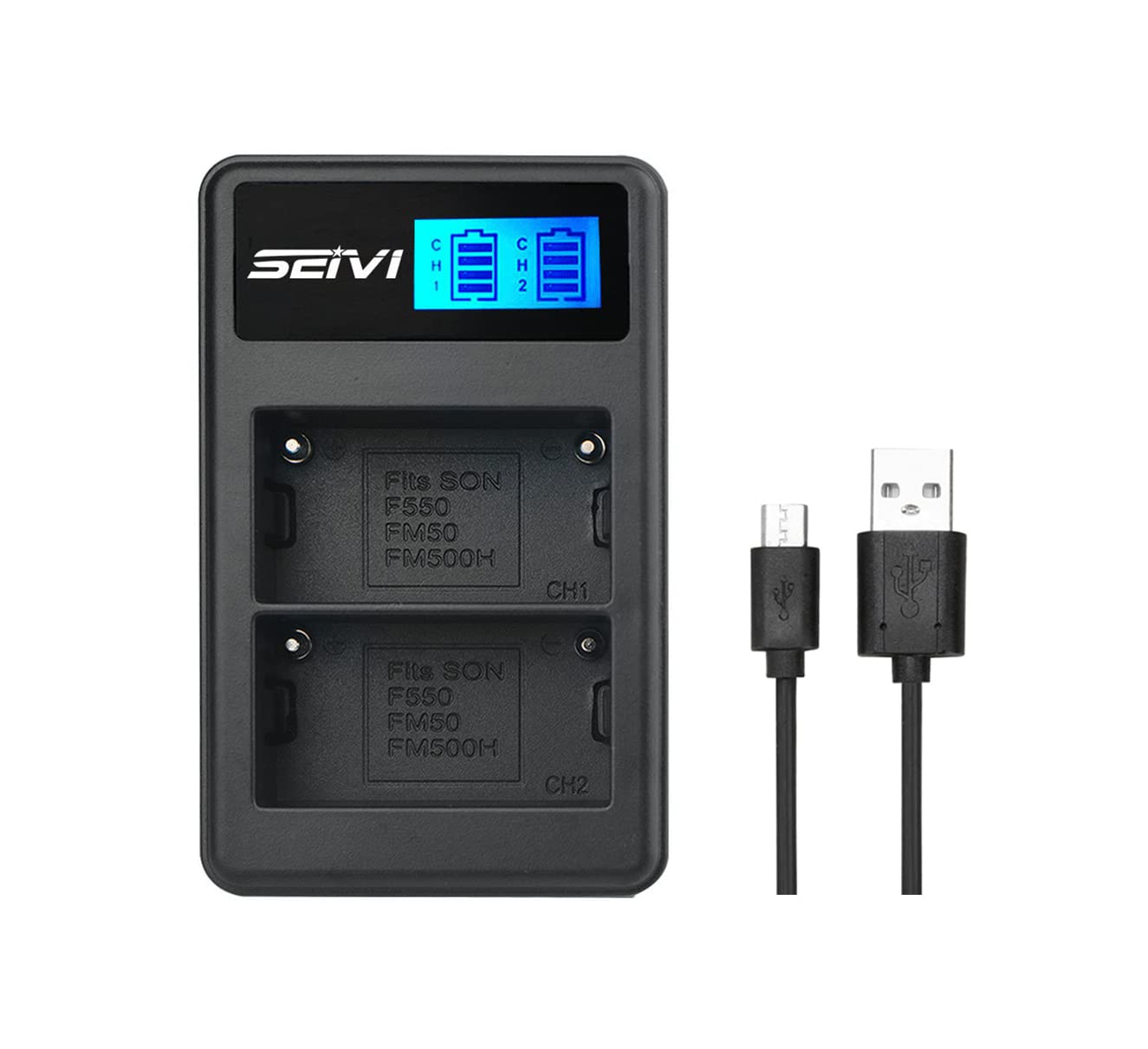 SHEAWA NP-F550/570/970 充電器 充電情報表示 ディスプレー付 2個充電可能 チャージャー USB充電 Sony NP-FM500
