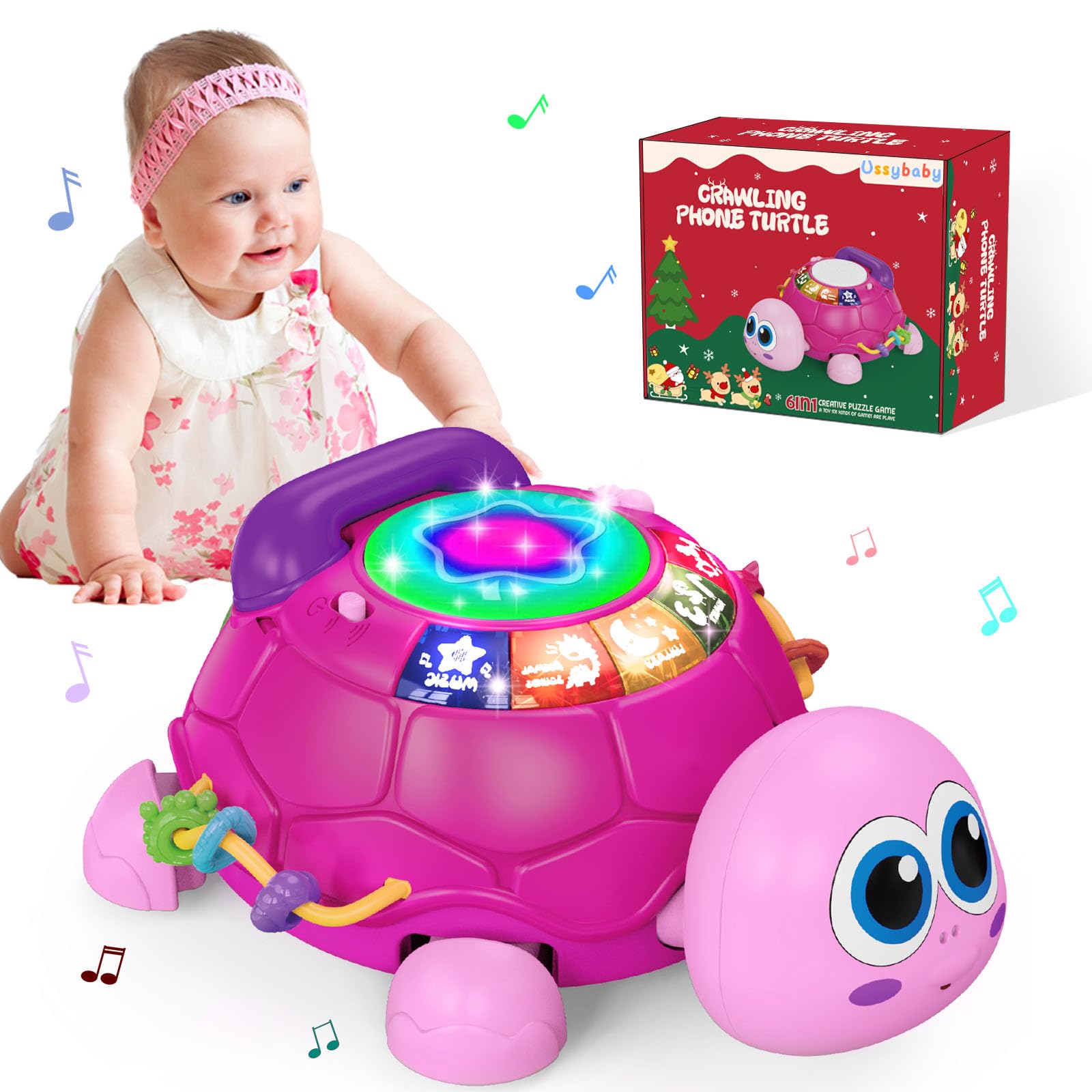 Ussybaby 赤ちゃんのおもちゃ 6~12か月 幼児ライトアップ音楽おもちゃ 電話おもちゃ 這う赤ちゃん 女の子のおもちゃ 7 8 9 10 11