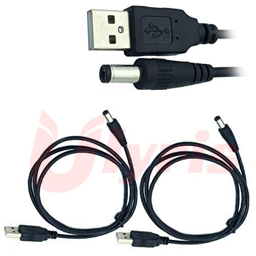 Ulyris【2個】USB→DC 外径5.5mm内径2.5mm 電源供給ケーブルDC5.5mm x 2.5mm USB - 5V DC電源供給ケーブル